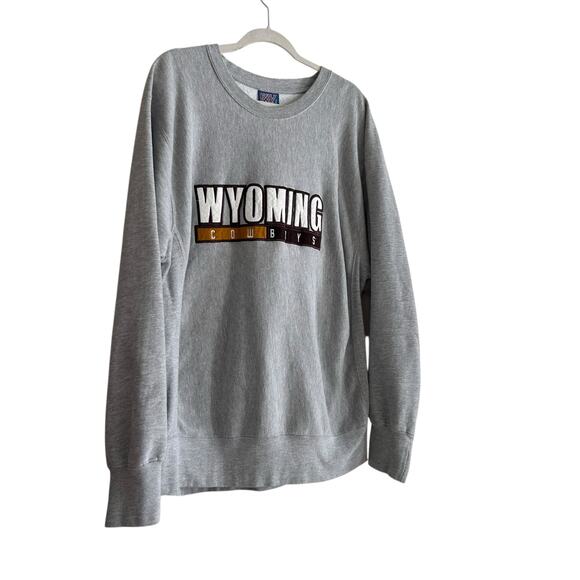 Vintage Wyoming Cowboys MV Sports Gray Crew Neck Sweatshirt Sz Large Collegiate - Picture 3 of 16
